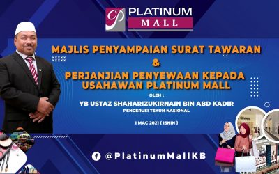 Majlis Penyampaian Surat Tawaran & Perjanjian Penyewaan kepada Usahawan Platinum Mall